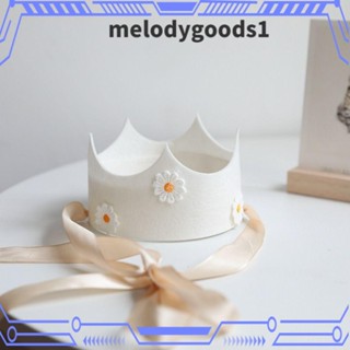 MELODYGOODS1 หมวกวันเกิด ลายดอกไม้ สีเหลือง สําหรับเด็ก