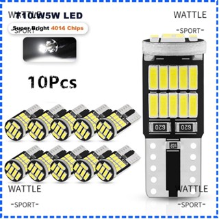 Wattle หลอดไฟสัญญาณ Led 194 ดวง 4014 SMD 6000K 168 W5W T10 พลังงานสูง สําหรับติดป้ายทะเบียนรถยนต์ 10 ชิ้น