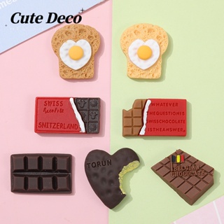 【Cute Deco】ช็อกโกแลต บิสกิต ขนมปังปิ้ง ซีรีส์ Charm ปุ่ม Crocs / น่ารัก Jibbitz Croc รองเท้า DIY / วัสดุเรซิน เสน่ห์ สําหรับ DIY