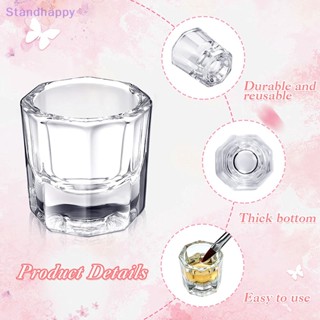 Standhappy ใหม่ ถ้วยแก้วคริสตัลใส สําหรับใส่ผงตกแต่งเล็บ DIY