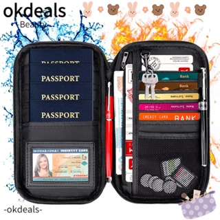 OKDEALS กระเป๋าสตางค์ อเนกประสงค์ สําหรับใส่หนังสือเดินทาง บัตรเครดิต เอกสาร RFID