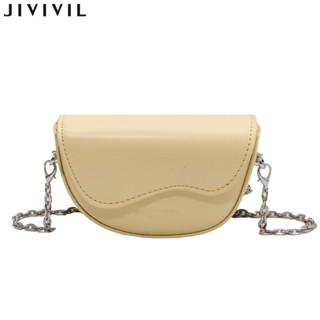 JIVIVIL ผู้หญิงชุดโซ่ขนาดเล็กกระเป๋าสะพายไหล่ขนาดเล็กตาข่ายสีแดงอานม้า