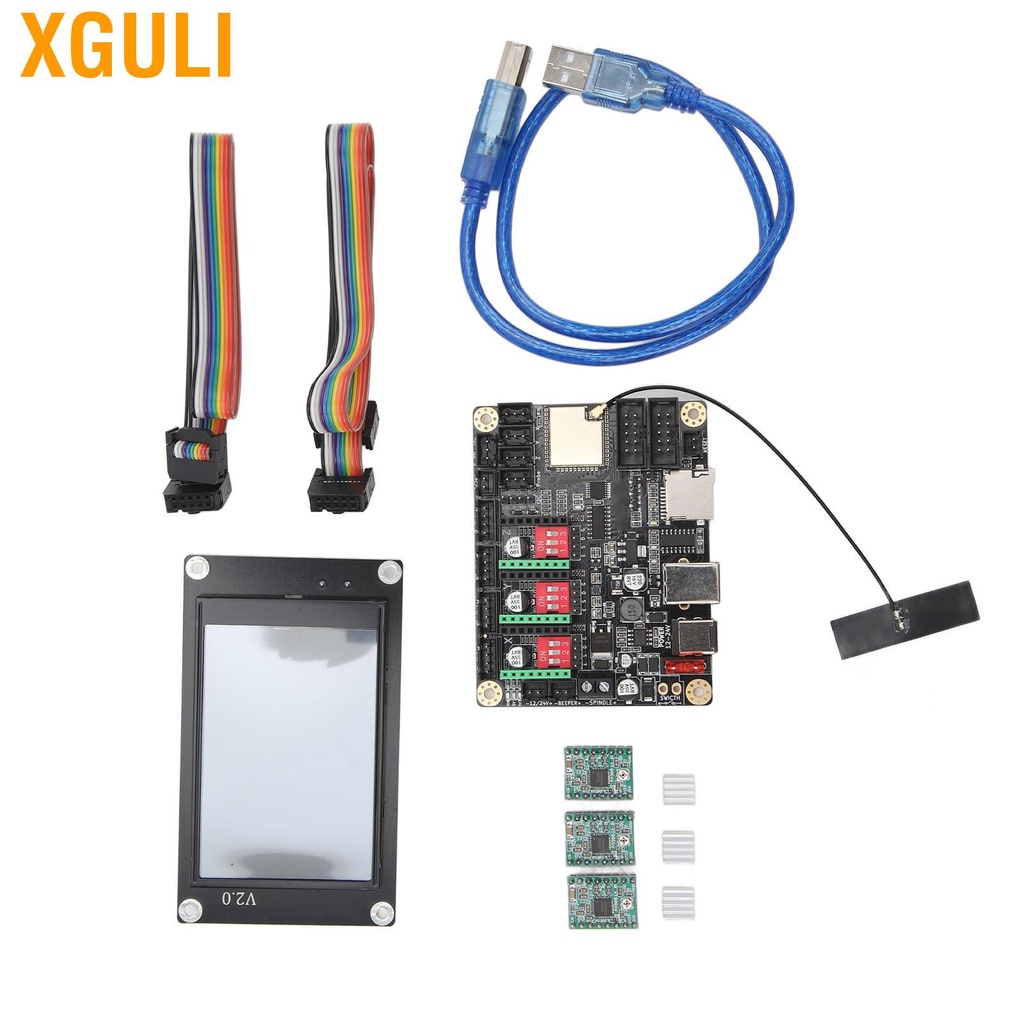 Xguli CNC Engraver Control Board 32 Bit WiFi Offline Controller with 3.5in Touch Screen and Stepper Motor Driver 12‑24VDC