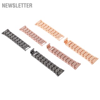 Newsletter สายนาฬิกา แถบโลหะทดแทนพร้อม Rhinestone สำหรับ Huawei Watch 22mm