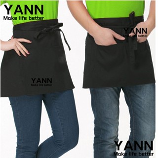 YANN1 ผ้ากันเปื้อน ผ้าฝ้าย แบบครึ่งเอว มี 2 ช่อง สําหรับพนักงานเสิร์ฟ ร้านอาหาร