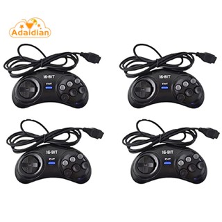 จอยเกม 6 ปุ่ม 16 บิต สีดํา สําหรับ SEGA Genesis 4 ชิ้น