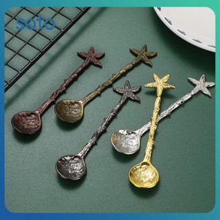 ♫ Retro Pastoral Style Coffee Spoon Dragonfly Straight Handle Creative Dragonfly Pattern Water Drop Ice Cream Cake Spoon