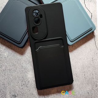 เคส Oppo Reno10 5G TPU นิ่ม ซิลิโคน สีพื้น ปุมสี ใส่บัตร เคสใส่บัตรได้ กันกระแทก