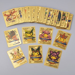 🔥COD🔥55ชิ้น การ์ดโปเกม่อน Pokemon Cards โลหะ สีทอง สีเงิน สีดํา โปเกม่อน รุ่นภาษาอังกฤษ การ์ดฝึกเล่นปิกาจู