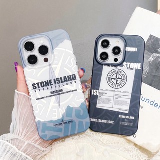 STONE ISLAND เคสโทรศัพท์มือถือ ชุบไฟฟ้า ลายการ์ตูนนาฬิกาเลเซอร์ สําหรับ iPhone 11 12 13 14 Pro Max