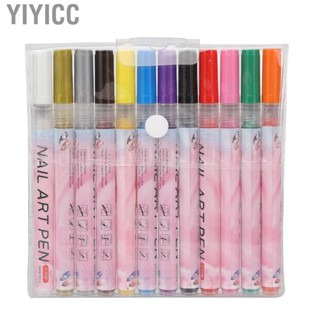 Yiyicc Nail Painting  Pens Easy Grip Portable Art Set 12 Colors Safe Long Lasting Quick Dry DIY for Flower Pattern