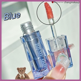 Cappuvini Blue Tube Mirror Summer Lip Glaze Pure Water Glass ลิปกลอส Doodle แต่งหน้าราคาถูก ลิปสติกผู้หญิง COD