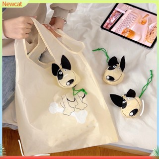 {Newcat} ถุงผ้าหูรูด พิมพ์ลายการ์ตูน ขนาดเล็ก ใช้ซ้ําได้ พร้อมหูหิ้ว พับได้ พกพาง่าย ของใช้ในครัวเรือน สําหรับใส่อาหาร
