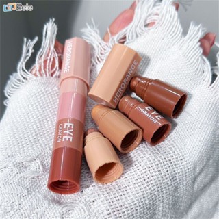 HERORANGE 4 Color Eyeshadow Pen Lying Silkworm Highlight One Touch Forming Earth Color Pearlescent Fine Flash Lazy Eyeshadow Stick ↑Eele