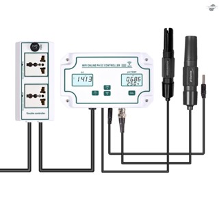 {fly} 3-in-1 เครื่องตรวจจับคุณภาพน้ํา pH EC TEMP ไร้สาย WiFi ตัวควบคุม pH EC แบบมืออาชีพ พร้อมปลั๊กรีเลย์ อิเล็กโทรด BNC