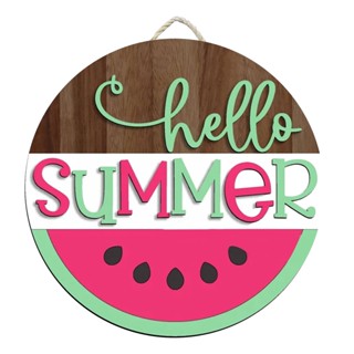 Hello Summer Round Gift Home Decor For Front Door Outdoor Hanging Watermelon Design Wall Porch Welcome Sign