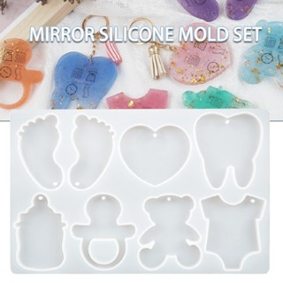 Baby Foot Heart Keychain Silicone Mold Epoxy Resin Mold with Key Rings for DIY