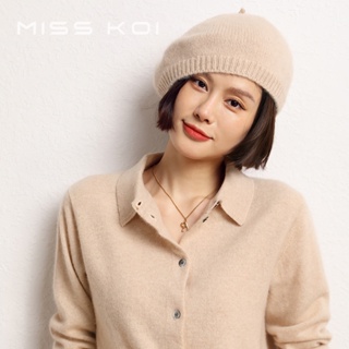 Misskoi [พร้อมส่ง] หมวกผ้าขนสัตว์ถัก ให้ความอบอุ่น เข้ากับทุกการแต่งกาย แฟชั่นฤดูใบไม้ร่วง และฤดูหนาว สไตล์เกาหลี และญี่ปุ่น สําหรับผู้หญิง