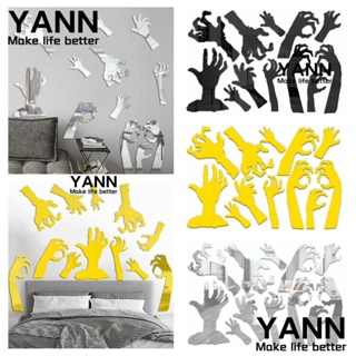 Yann1 สติกเกอร์กระจกอะคริลิค ลายผีฮาโลวีน กันน้ํา สีเงิน สีทอง สีดํา 12 ชิ้น