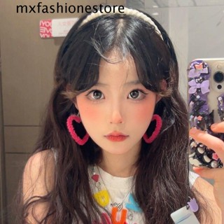 Mxfashione ต่างหูสตั๊ด จี้รูปหัวใจ สีชมพู สไตล์เกาหลี ฮาราจูกุ ไม่ต้องเจาะ แฟชั่นสําหรับผู้หญิง Y2K