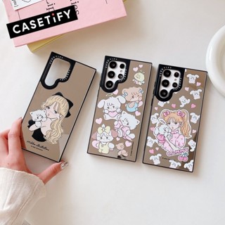 เคสป้องกันโทรศัพท์มือถือกระจก ลายการ์ตูนผู้หญิง สําหรับ Samsung Galaxy S22 Ultra S23 Ultra S23 Plus S23+