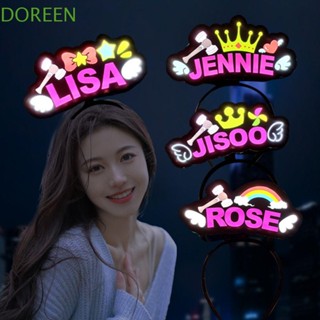 Blackpink Doreen ที่คาดผม มงกุฎปีกกุหลาบ โบว์ Jennie Lisa Vocal Concert กันลื่น อุปกรณ์ประกอบฉากเวที สําหรับแฟนคลับ