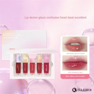 [5Pcs Set] HEYYUE Water Light Lip Gloss Set Box Highly Pigmented Waterproof Long Lasting Lipstick Not Stick Cup Mirror Liptint 【elle20181_th】