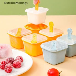 [NutriliteMelting1] ถาดแม่พิมพ์ซิลิโคน เกรดอาหาร พร้อมแท่งไม้ไอศกรีม สําหรับทําไอศกรีม พุดดิ้ง เยลลี่ พุดดิ้ง เครื่องดื่ม ฤดูร้อน Diy