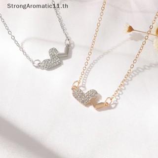 Strongaromatic Ins สร้อยคอโซ่ จี้รูปหัวใจ ฝังเพชร เครื่องประดับ สําหรับผู้หญิง