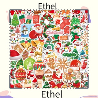 Ethel1 สติกเกอร์ ลาย Merry Christmas สําหรับตกแต่งสมุดภาพ กระเป๋าเดินทาง กีตาร์ แล็ปท็อป DIY 100 ชิ้น