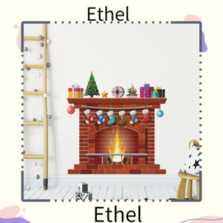 Ethel1 สติกเกอร์วอลเปเปอร์ไวนิล ลายสโนว์แมน กวาง มีกาวในตัว ของขวัญปีใหม่ สําหรับตกแต่งคริสต์มาส