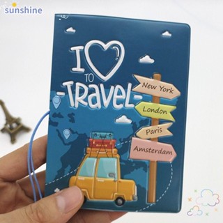 Ssunshine กระเป๋าใส่หนังสือเดินทาง หนัง PU แบบหนา อเนกประสงค์ สําหรับผู้ชาย