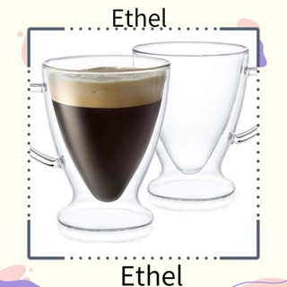 Ethel1 แก้วกาแฟเอสเพรสโซ่ แก้วกาแฟ ทนความร้อน บอโรซิลิเกตสูง สองชั้น สีใส