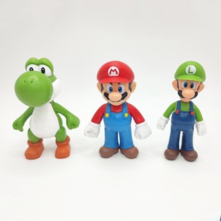 โมเดลฟิกเกอร์ Super Mario Luigi Yoshi ขยับได้ ขนาด 10 ซม. สําหรับตกแต่งเค้ก โต๊ะ ของสะสม 3 ชิ้น ต่อชุด