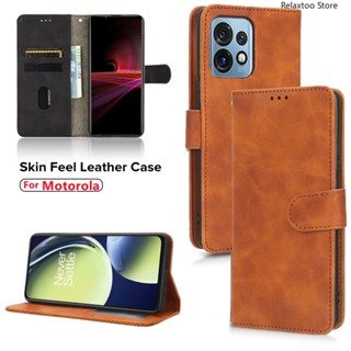 Skin Feel Leather Flip Casing For Motorola Moto G82 G73 G62 G53 G13 G23 G32 G42 G52 G22 E32 E32s E22s E22 E22i E13 4G 5G Phone Case Card Slot wallet Bracket Shockproof Back Cover