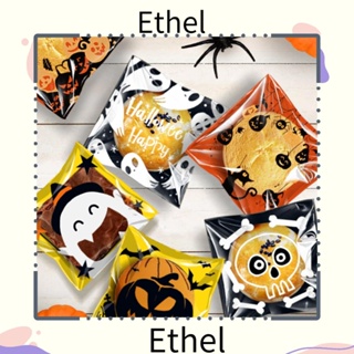 Ethel1 ถุงพลาสติก ลายฟักทอง ผี แฮนด์เมด สําหรับใส่ขนมหวาน ตกแต่งปาร์ตี้ DIY 5 ชิ้น