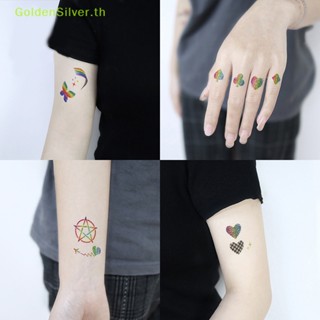 Goldensilver สติกเกอร์รอยสัก ลายพราง สีเงิน กันน้ํา สําหรับติดตกแต่งใบหน้า TH