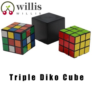 Willis Triple Cube Diko Cube, Flash Cube Instantaneous Restore, Magie Disappear Cube Magic Tricks Props พลาสติก เกมโชว์