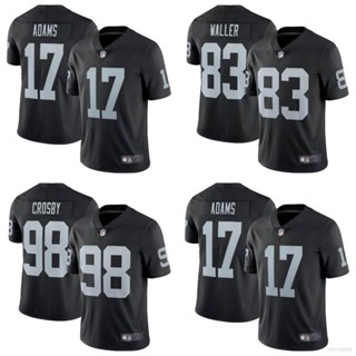 Yp2 NFL เสื้อยืดลําลอง แขนสั้น พิมพ์ลาย Las Vegas Raiders Jersey Adams Waller Crosby สีดํา พลัสไซซ์ PY2