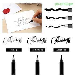 Guadalupe ปากกาพู่กันพู่กัน 3 ชิ้น / ชุด หมึกสีดํา ออกแบบลายเซ็น โพสต์การ์ด เครื่องเขียน โรงเรียน ตัวอักษร มาร์กเกอร์