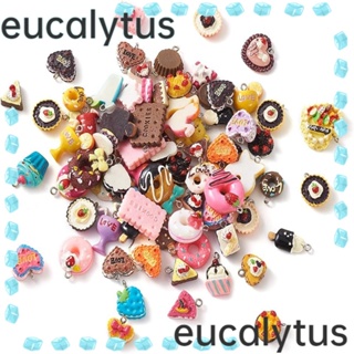 Eucalytus1 จี้เรซิ่น รูปโดนัทน่ารัก สุ่มสี สําหรับทําเครื่องประดับ ขนมหวาน เค้ก 112 ชิ้น