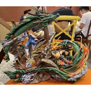 ((พร้อมส่ง) โมเดลฟิกเกอร์ LS Heaven and Earth Showdown Goku vs Vegeta Super Saiyan Dragon Showdown Wave Scene ของเล่นสําหรับเด็ก