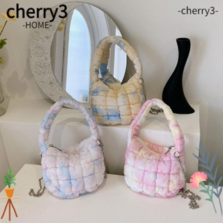 Cherry3 กระเป๋าสะพายไหล่ ผ้าไนล่อน แต่งจับจีบ ลายก้อนเมฆ สีมัดย้อม แฟชั่นสําหรับผู้หญิง