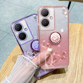 เคสโทรศัพท์มือถือ TPU นิ่ม กันกระแทก ลายดอกกุหลาบ ประดับพลอยเทียม สําหรับ Vivo Y36 Y78 V29 Lite