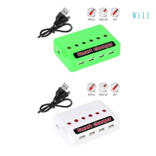 Will ที่ชาร์จแบตเตอรี่ Li-po 3 7V 500mAH 6-in-1 สําหรับโดรน เฮลิคอปเตอร์บังคับ