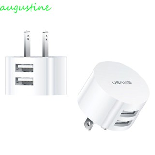 Augustine อะแดปเตอร์ชาร์จโทรศัพท์มือถือ ทรงกลม แบบ Dual Usb UK US Mini