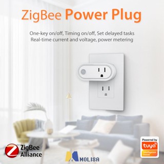 Tuya Zigbee สมาร์ท Wifi เสียบ15a ที่มีฟังก์ชั่นการตรวจสอบการควบคุมระยะไกลไร้สายซ็อกเก็ตเต้าเสียบ MOLISA MOLISA