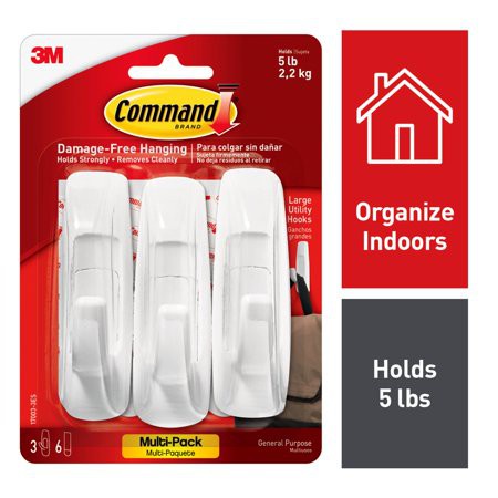 3M 17003VP-3 COMMAND 3 HOOKS 6 L-STRIPS