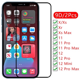 เคสโทรศัพท์มือถือกระจกนิรภัย ป้องกัน 9d สําหรับ iphone 11 12 pro max mini x xr sx xs mas 12 11
