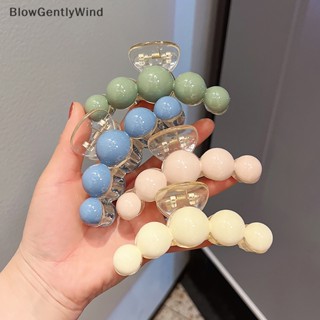 Blowgentlywind กิ๊บติดผม พลาสติก ลูกปัดกลม หรูหรา กันลื่น สีเขียว ฤดูร้อน สีชมพู สําหรับผู้หญิง BGW